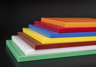 Close-up of PE500 plastic sheet replacing steel on a factory surface